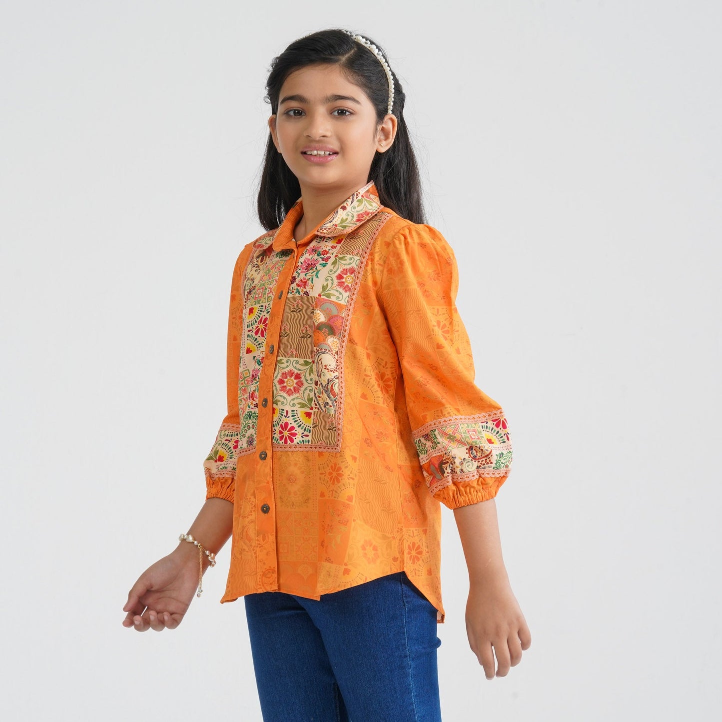 Girl’s Mustard Blended Cotton Tunic