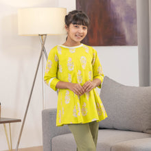 Load image into Gallery viewer, Girls Neon Green Printed Tunic
