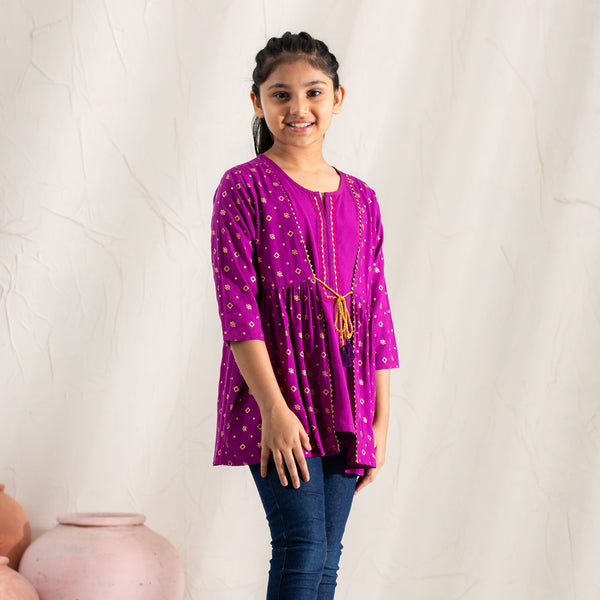 Girls Teen Purple Embroidered Tunic