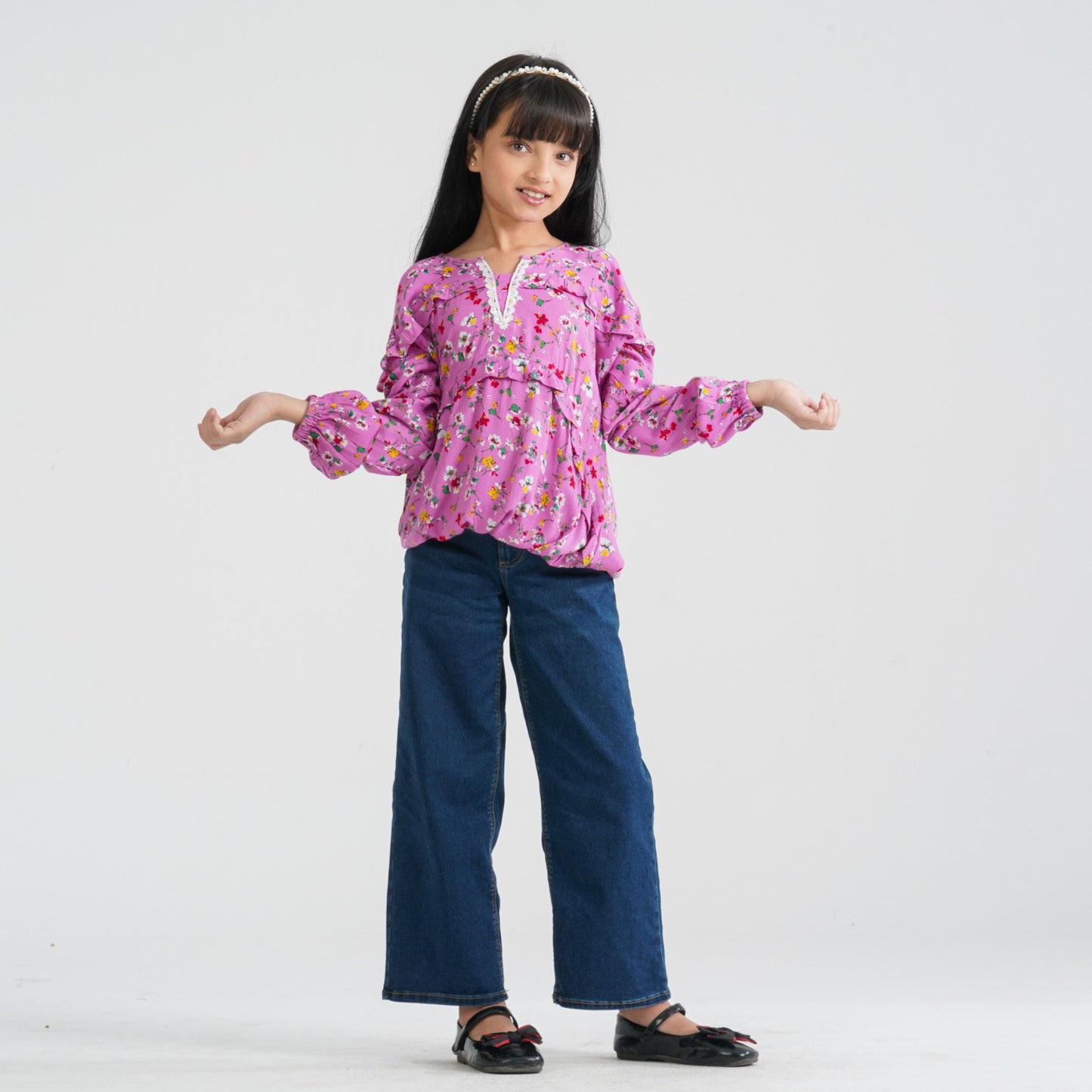 Girl's Pink Viscose Tunic