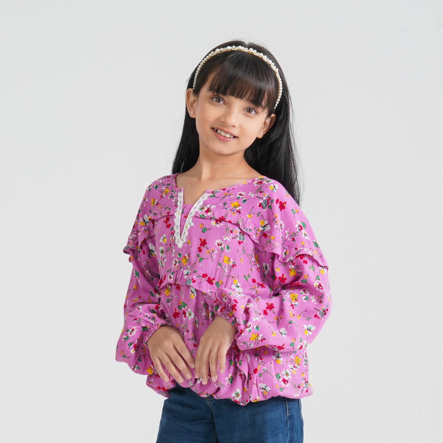 Girl's Pink Viscose Tunic