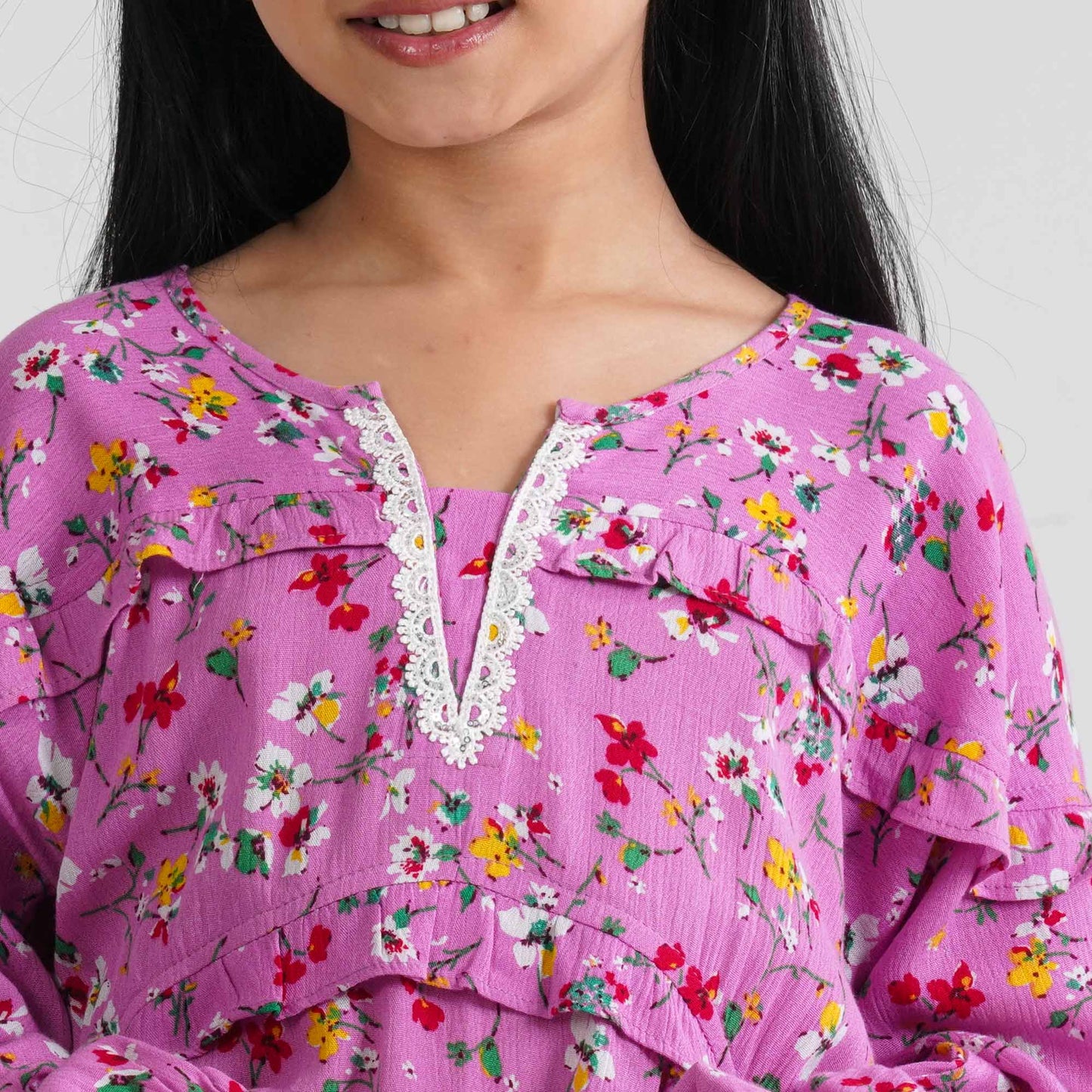 Girl's Pink Viscose Tunic