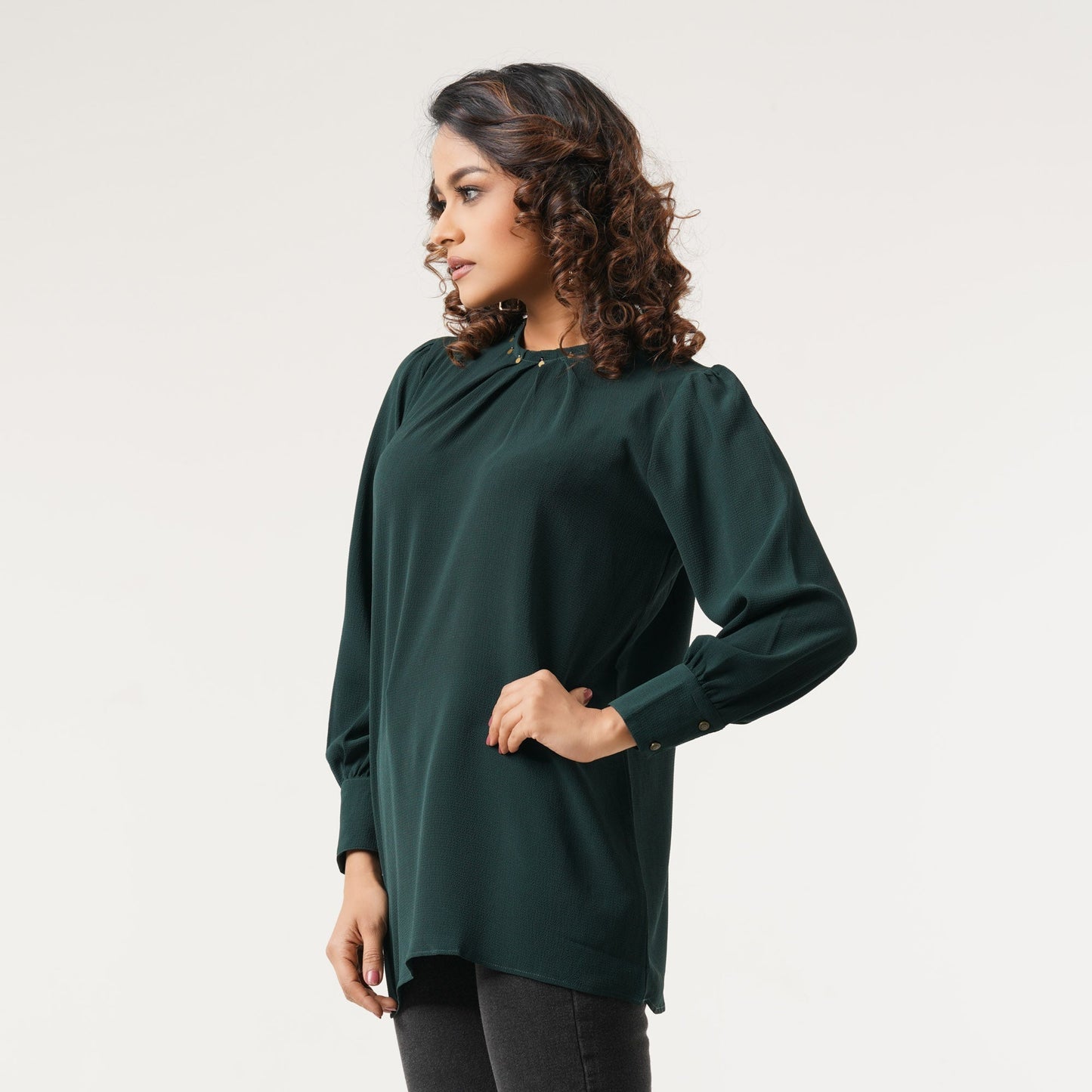 Ethnic Deep Green Workwear Top