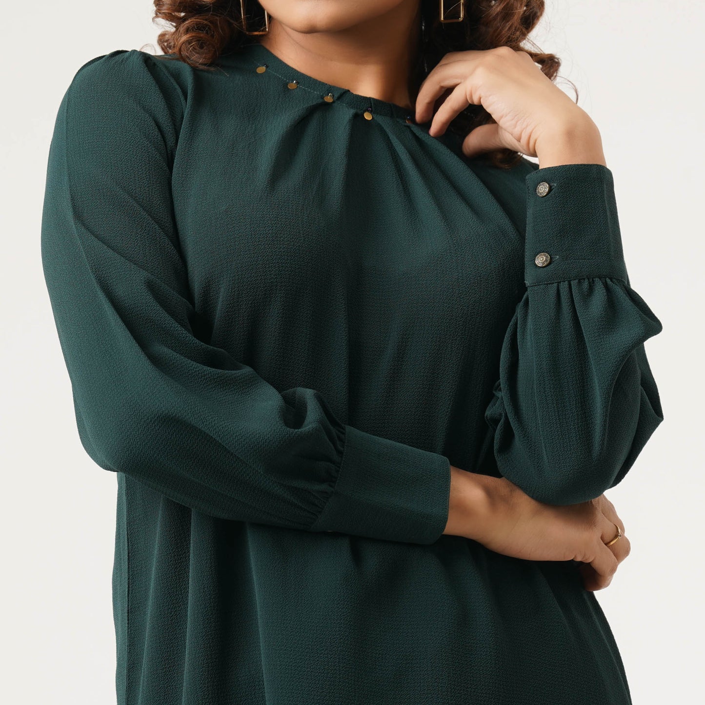 Ethnic Deep Green Workwear Top