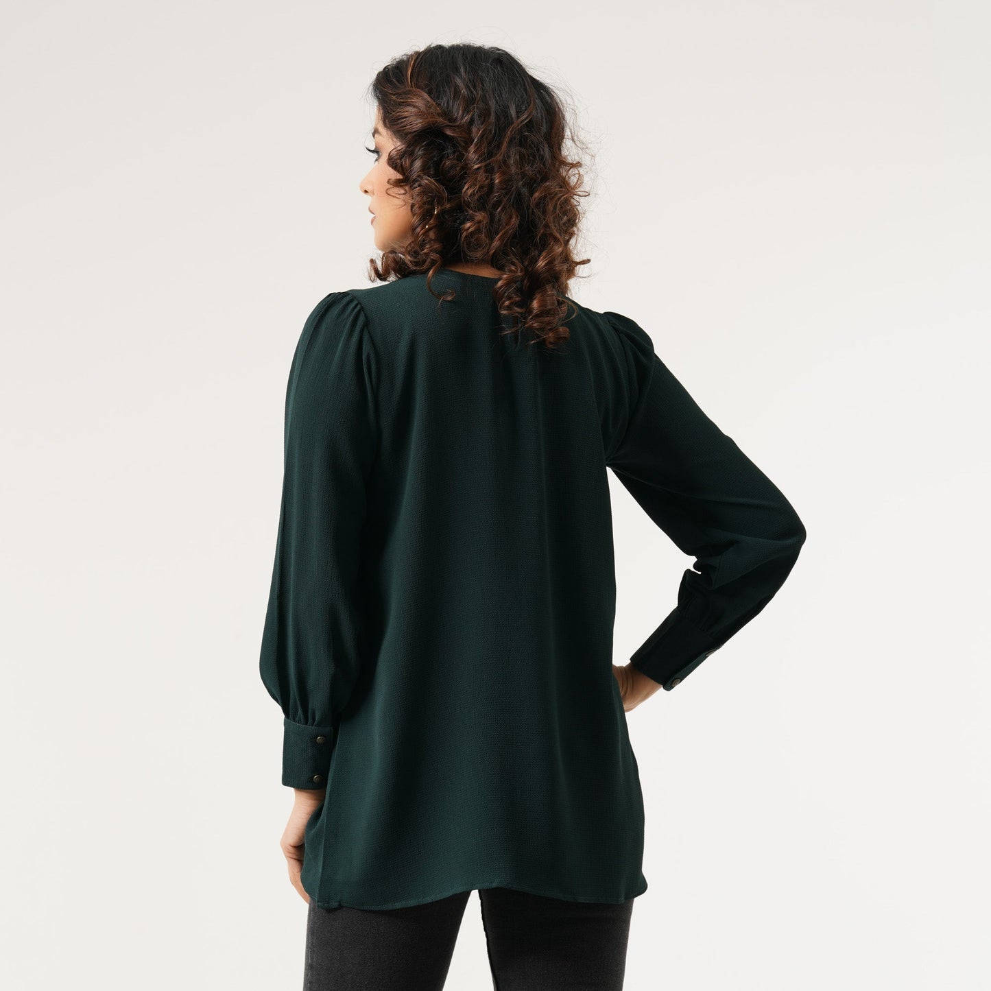 Ethnic Deep Green Workwear Top