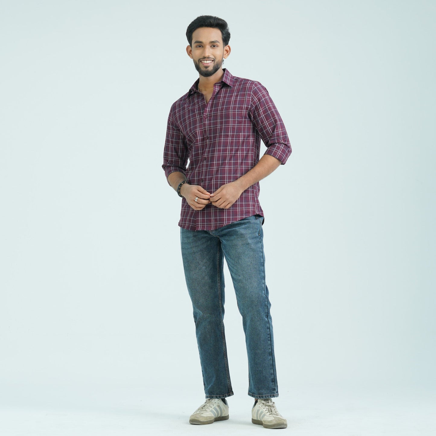 Men’s Maroon Casual Cotton Shirt