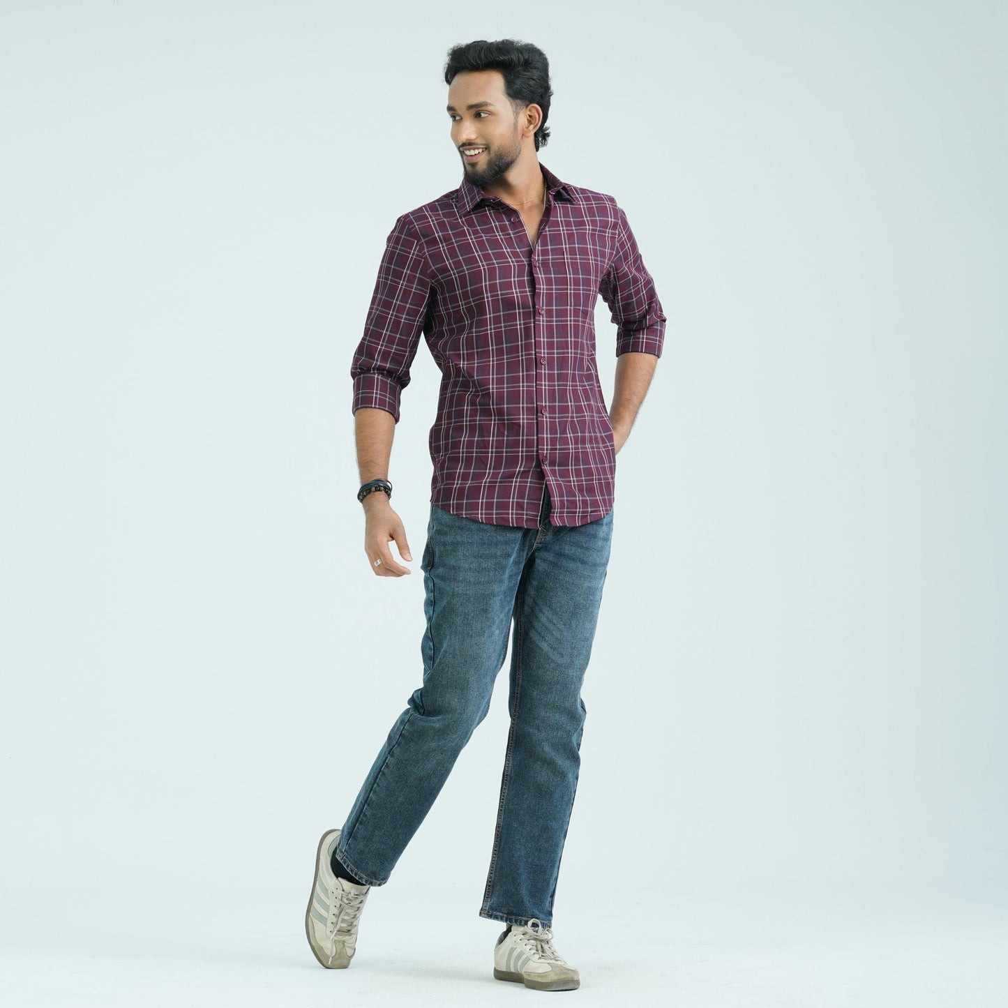 Men’s Maroon Casual Cotton Shirt