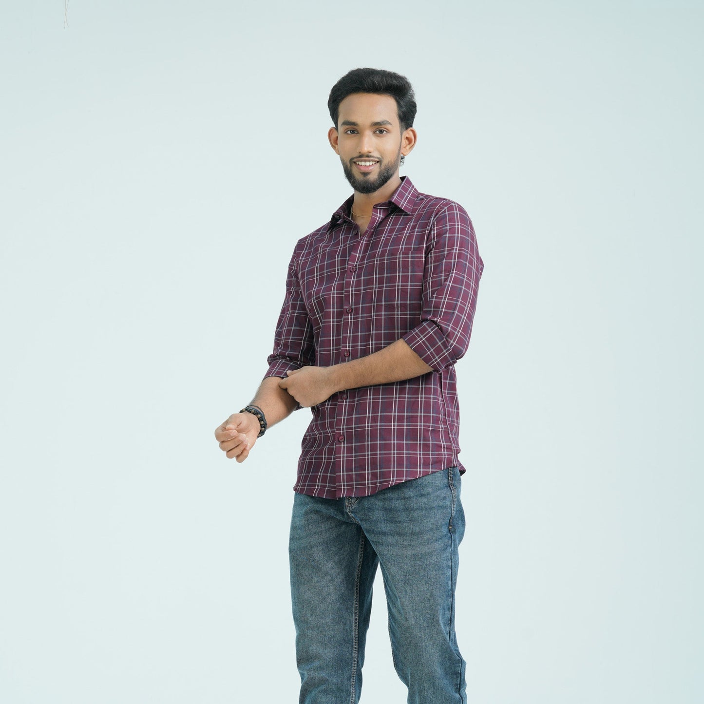 Men’s Maroon Casual Cotton Shirt