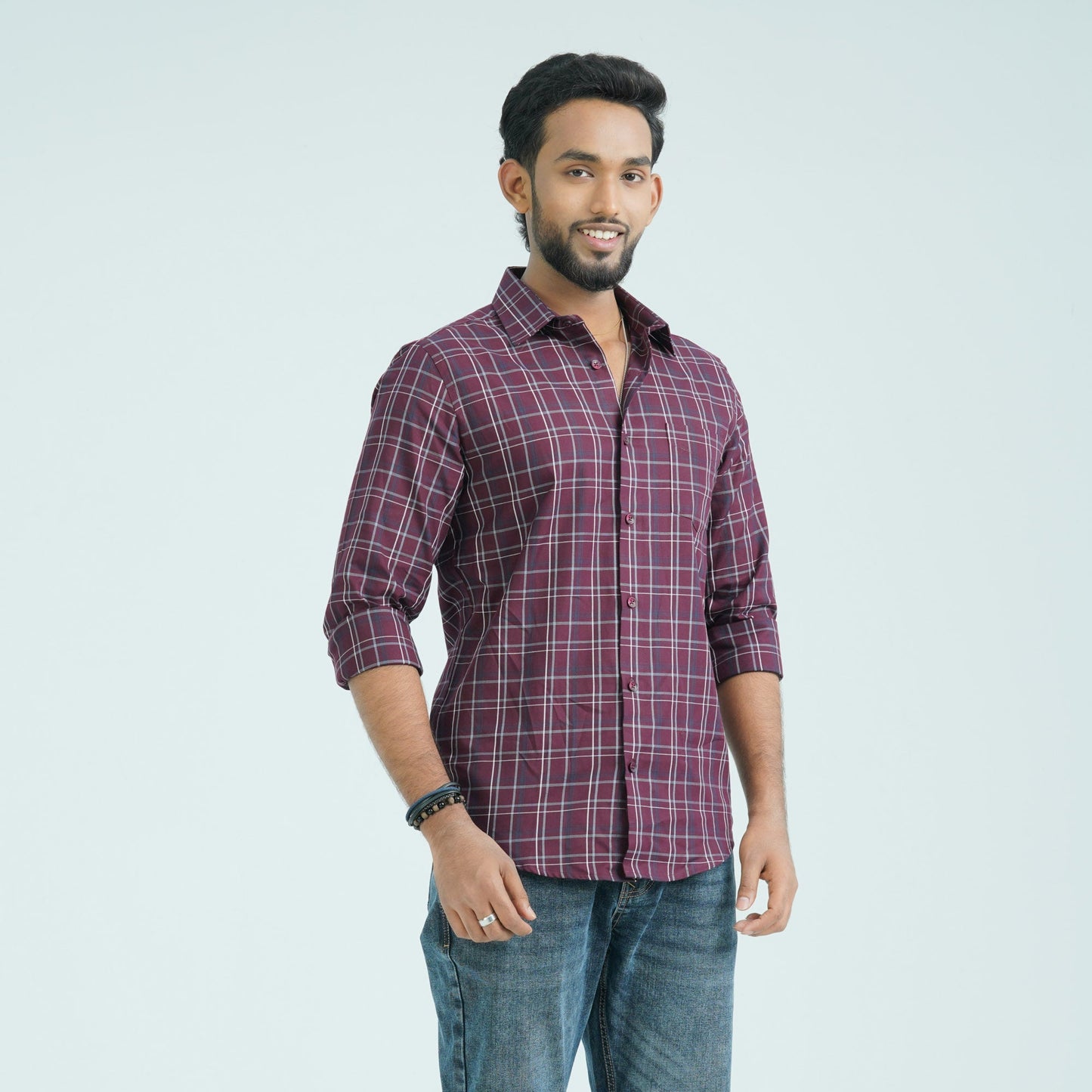 Men’s Maroon Casual Cotton Shirt