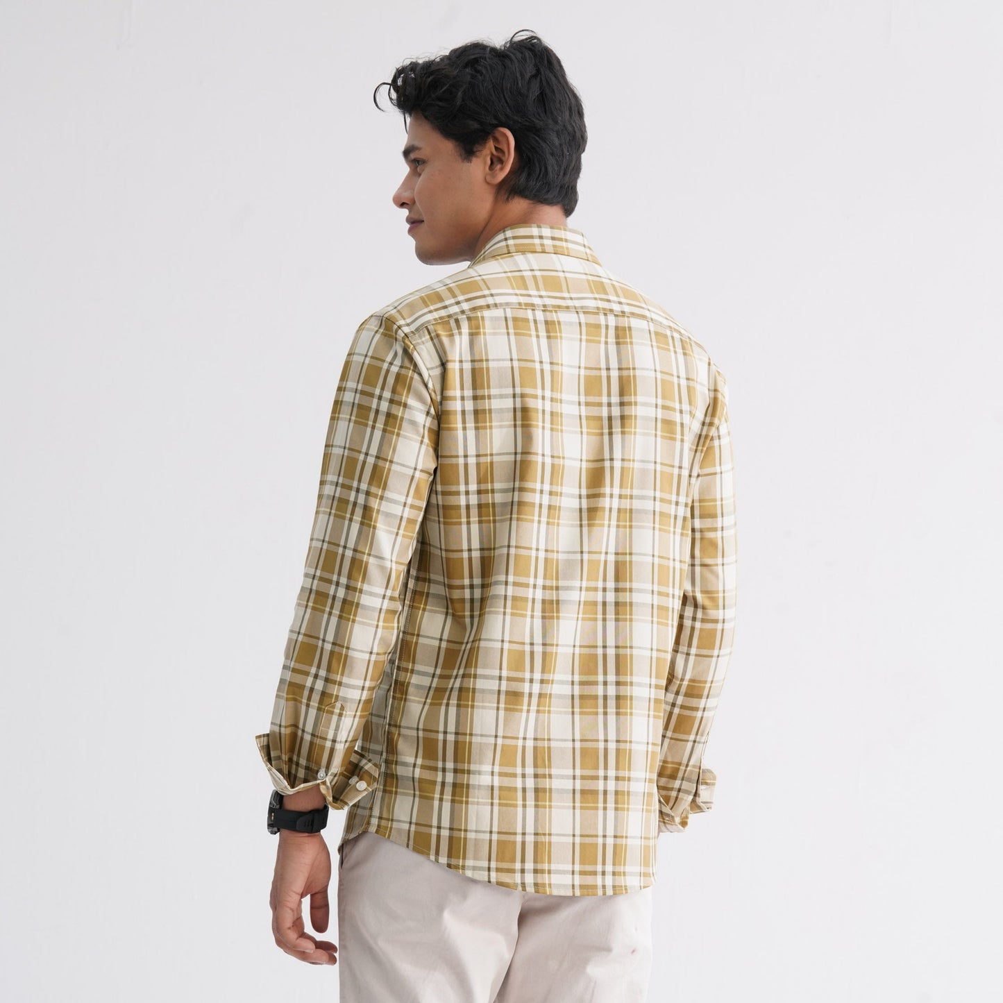 Menâ€™s Brown Check Casual Shirt