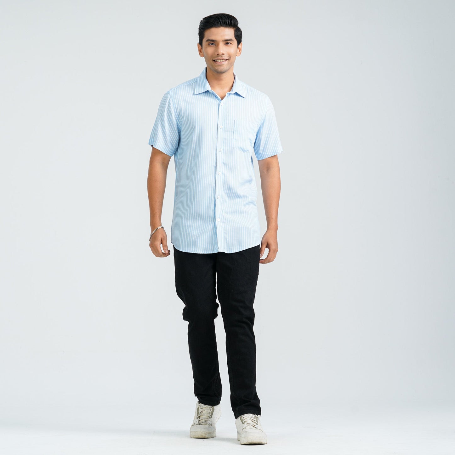 Men’s Blue Stripe Viscose Shirt