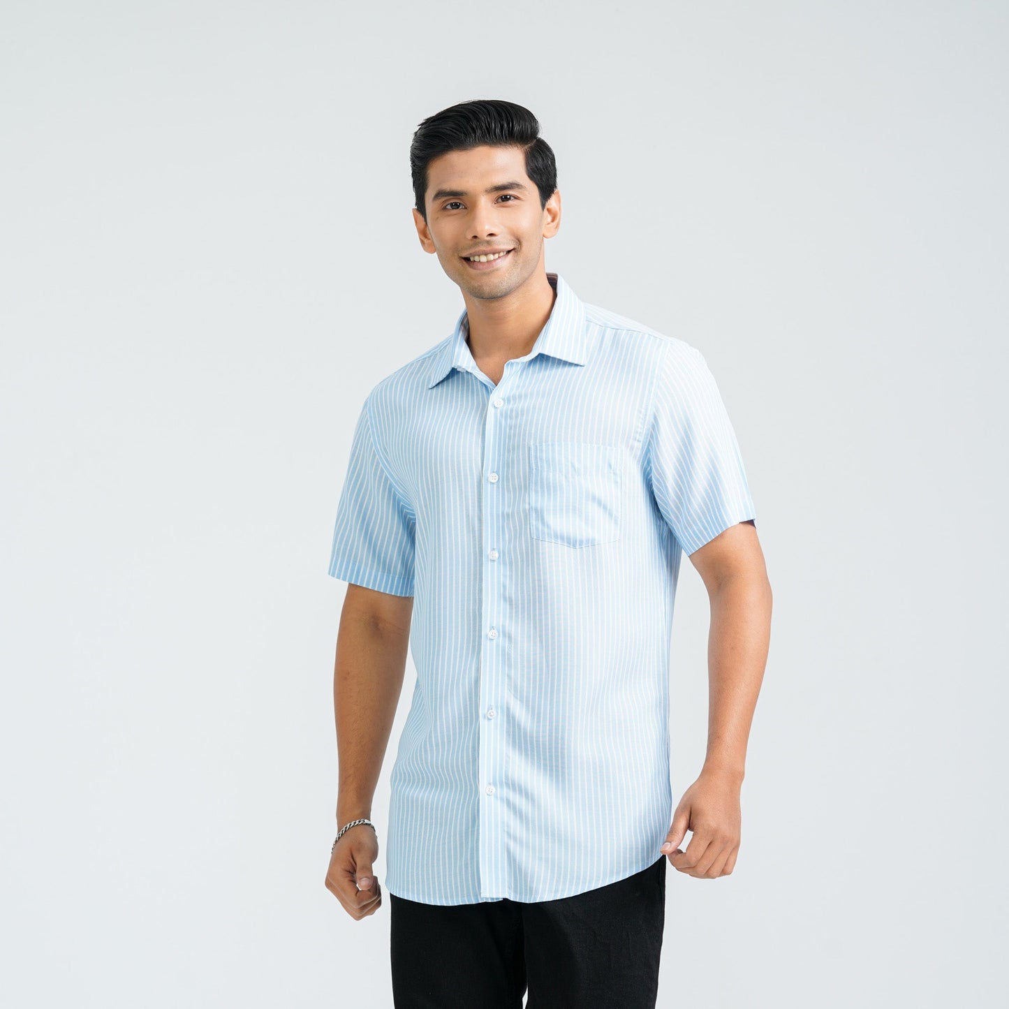 Men’s Blue Stripe Viscose Shirt