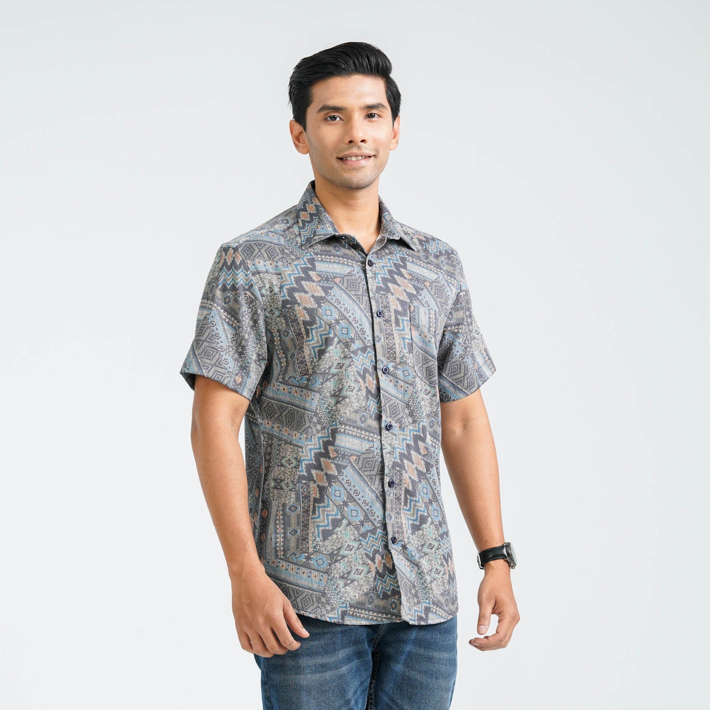Men’s Olive Blended Casual Shirt
