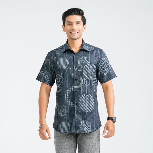 Men’s Black Blended Casual Shirt