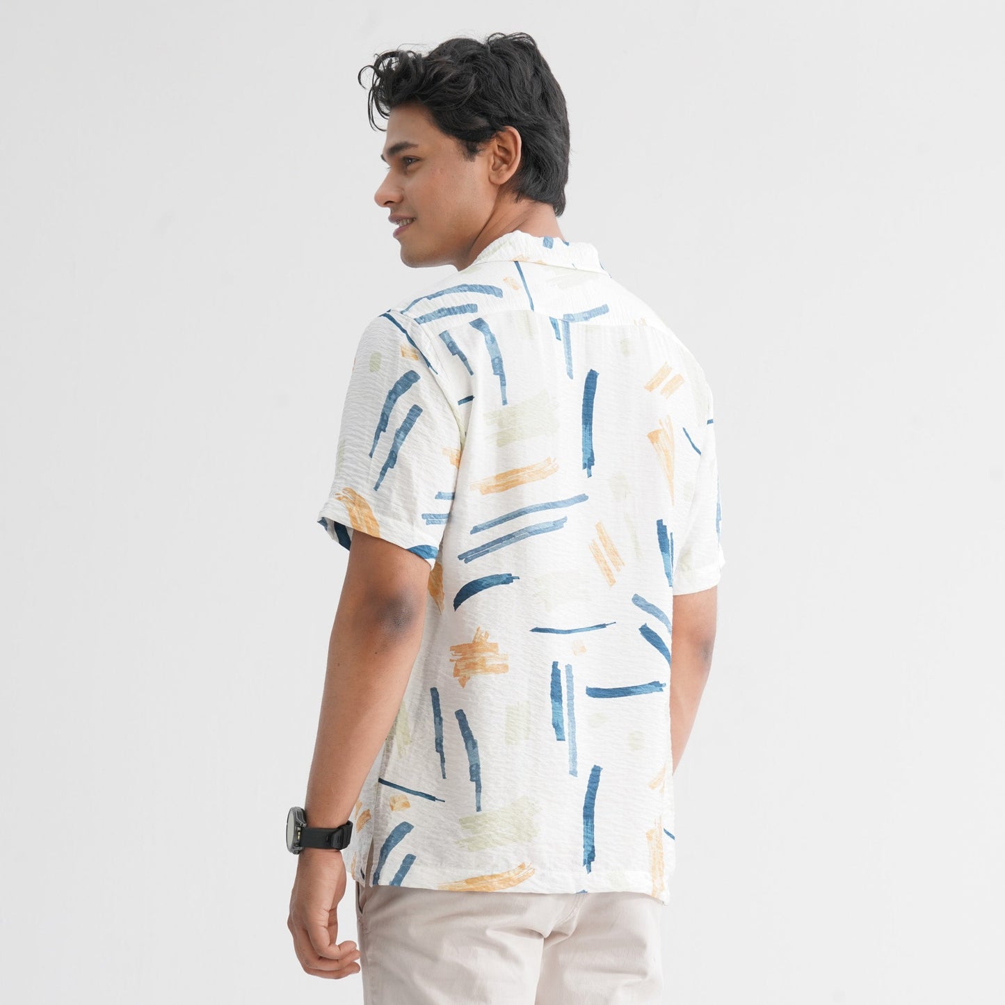 Menâ€™s White Blended Casual Shirt