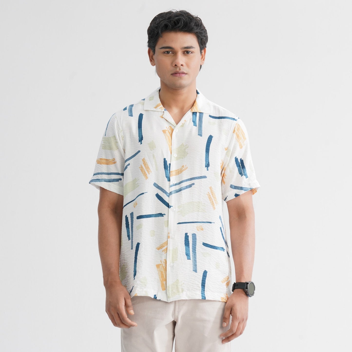 Menâ€™s White Blended Casual Shirt