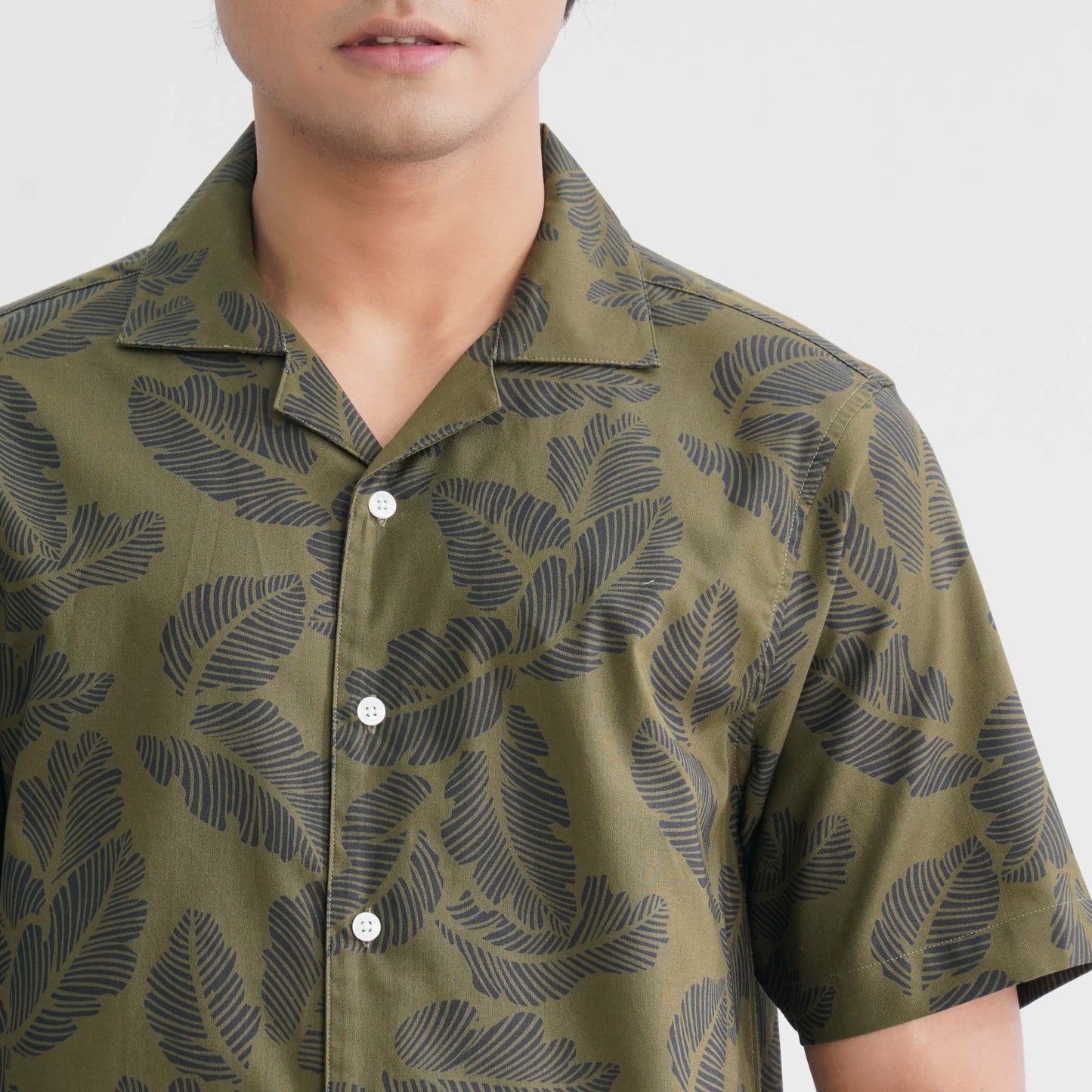 Menâ€™s Olive Blended Casual Shirt