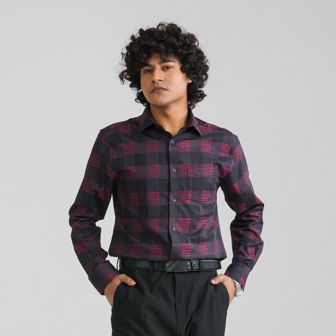 Men’s Maroon Cotton Formal Shirt