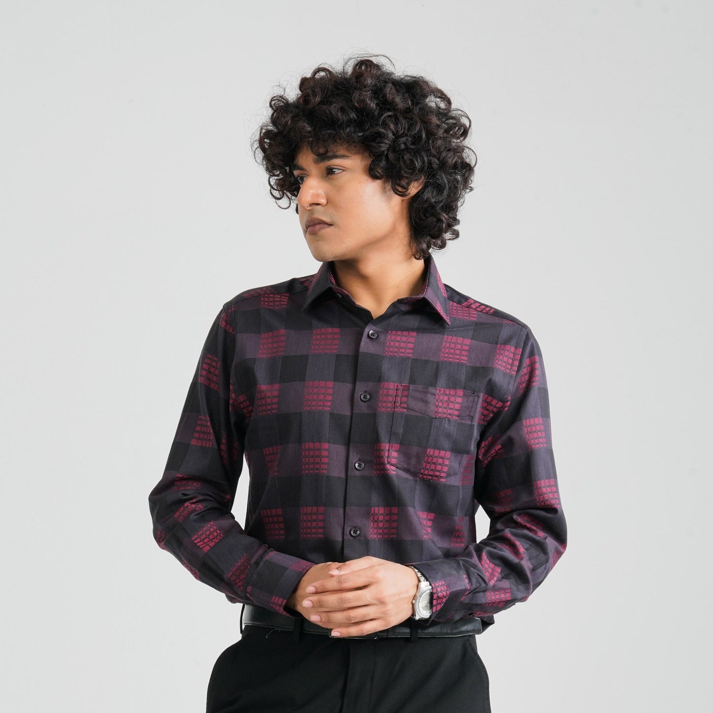 Men’s Maroon Cotton Formal Shirt