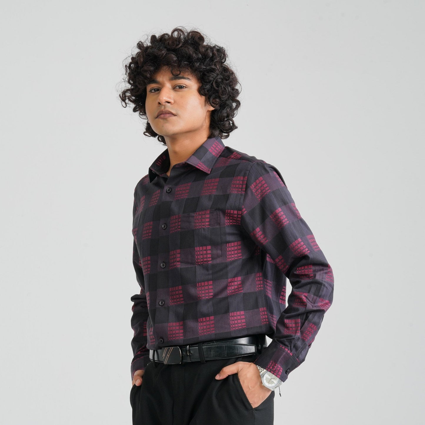 Men’s Maroon Cotton Formal Shirt