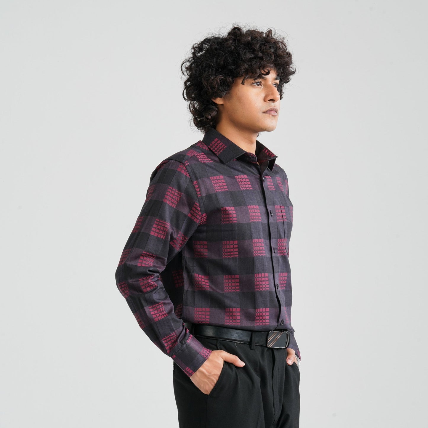 Men’s Maroon Cotton Formal Shirt