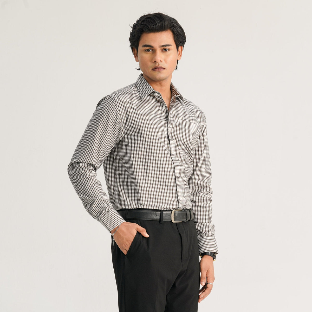 Mens Chocoate Check Formal Shirt
