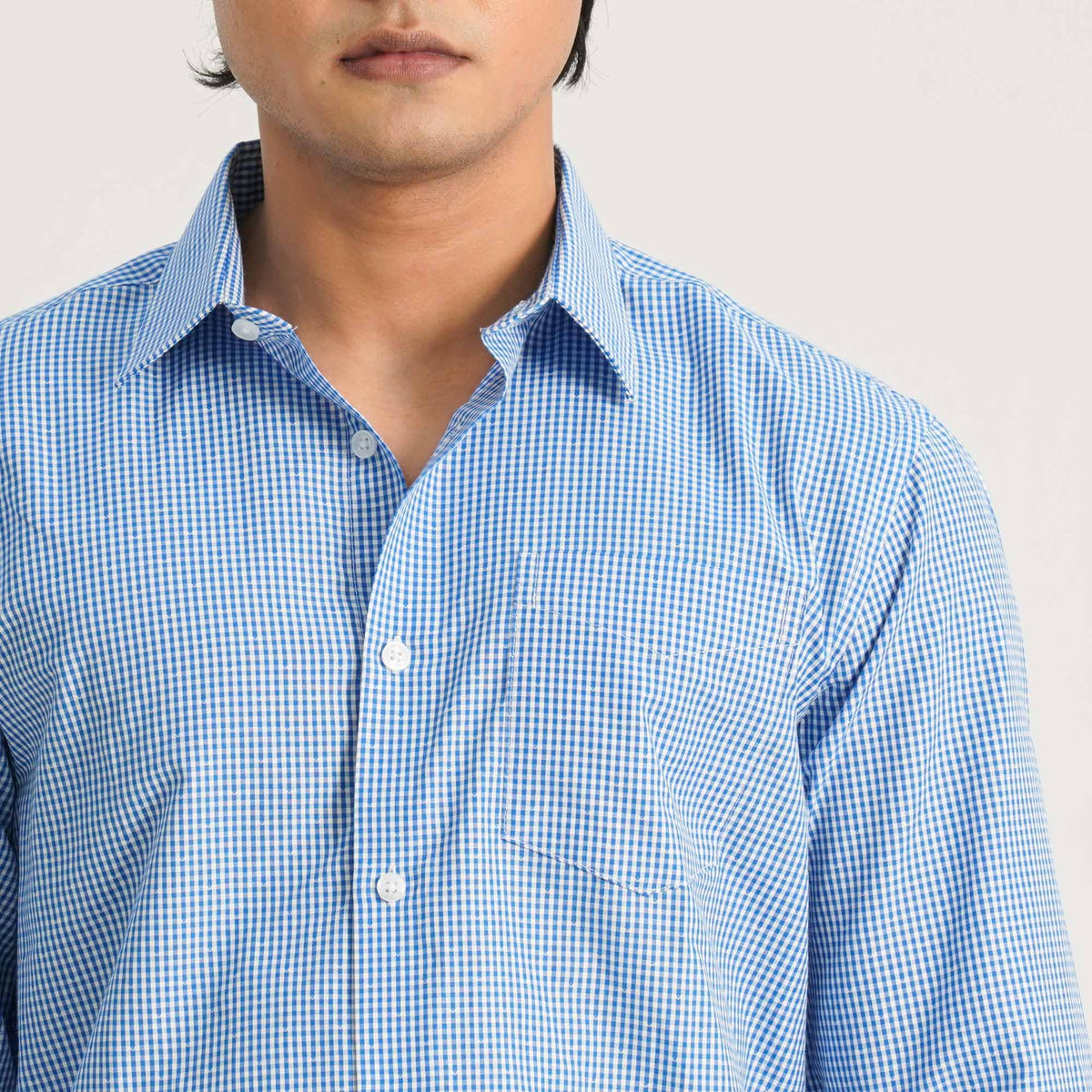 Mens Blue Check Formal Shirt