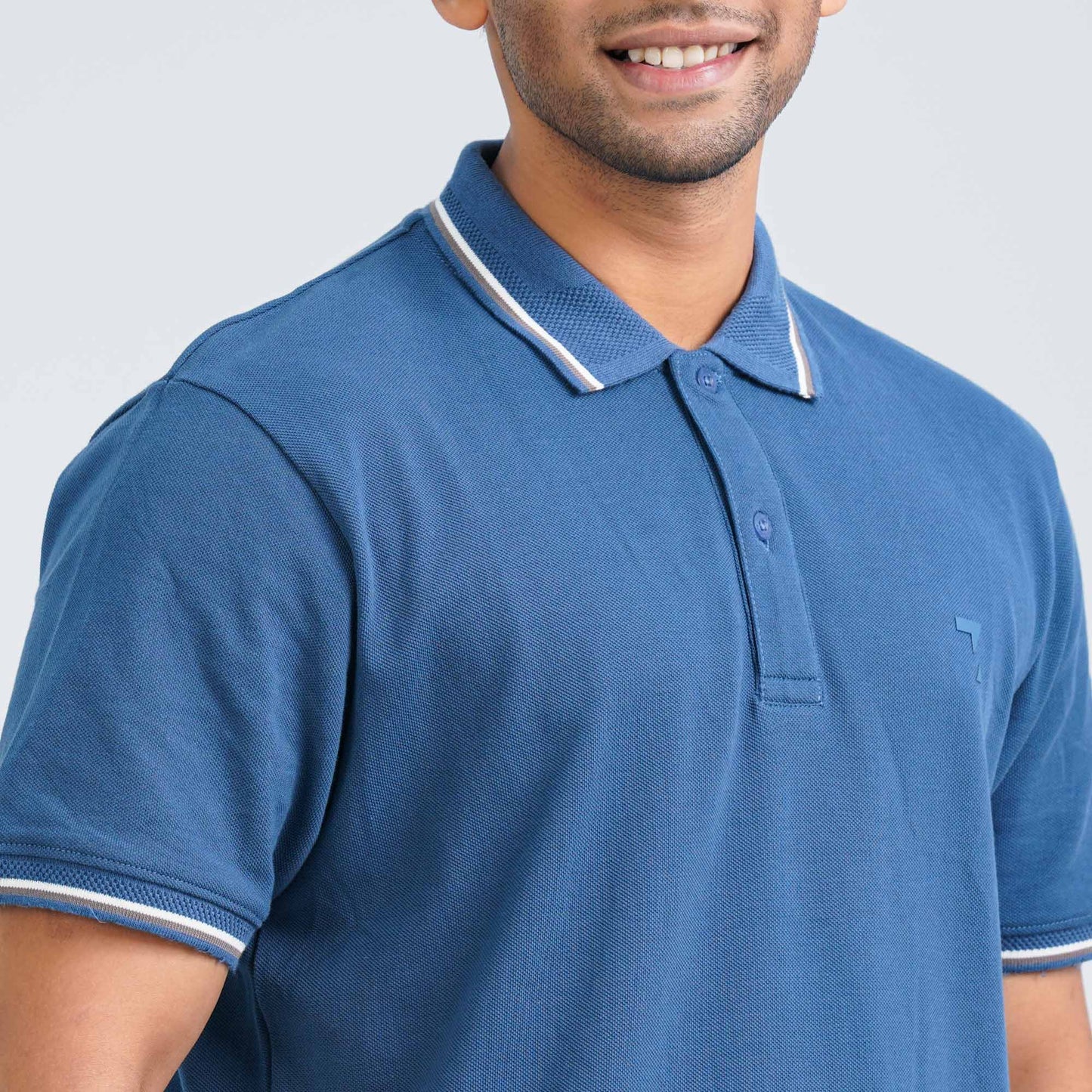 Men's Blue Cotton Polo