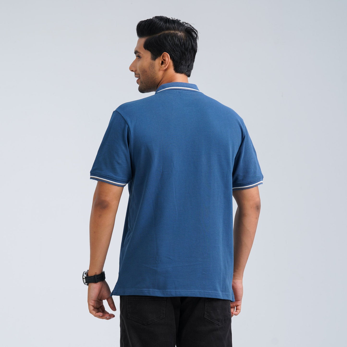 Men's Blue Cotton Polo