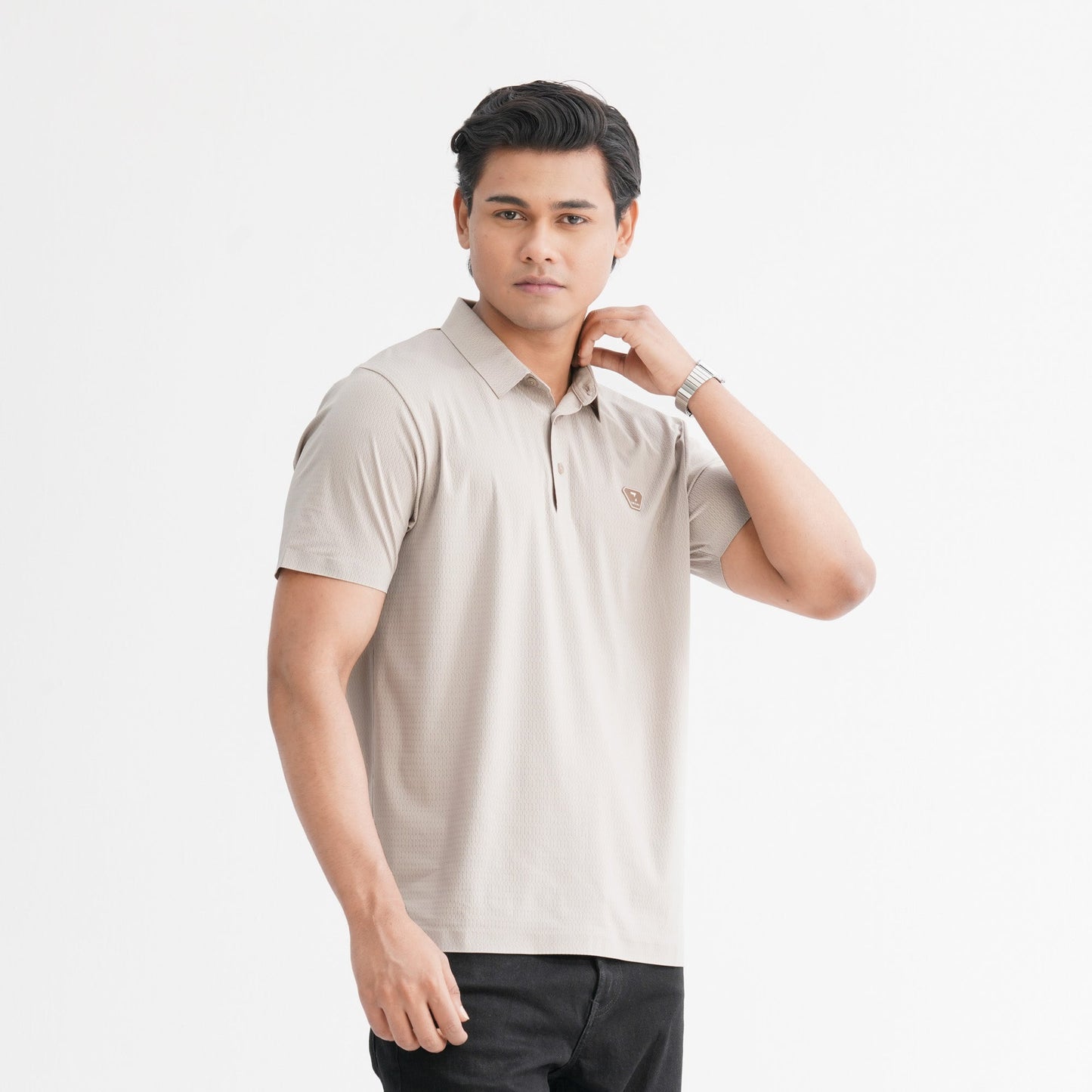 Menâ€™s Beige Seamless Polo