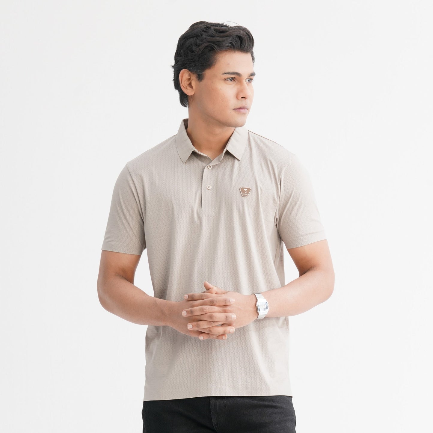 Menâ€™s Beige Seamless Polo