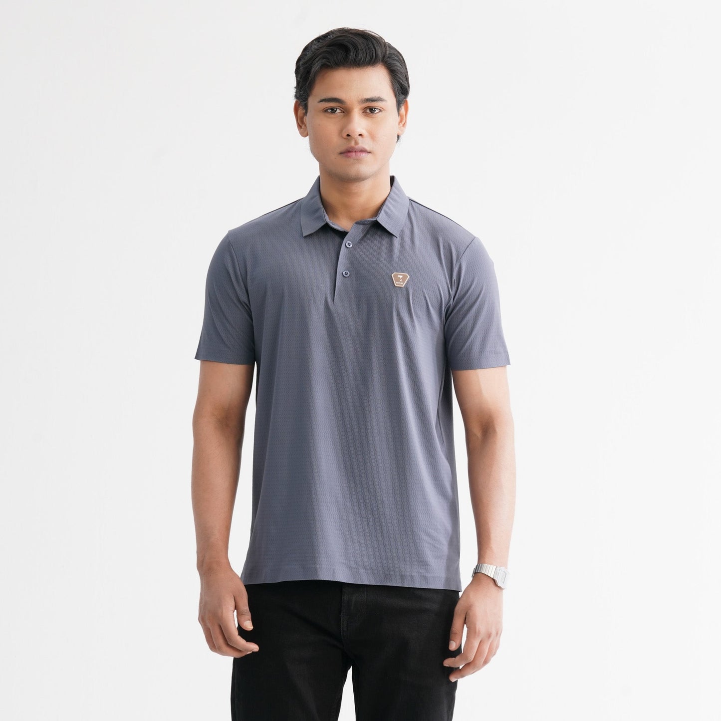 Menâ€™s Grey Seamless Polo