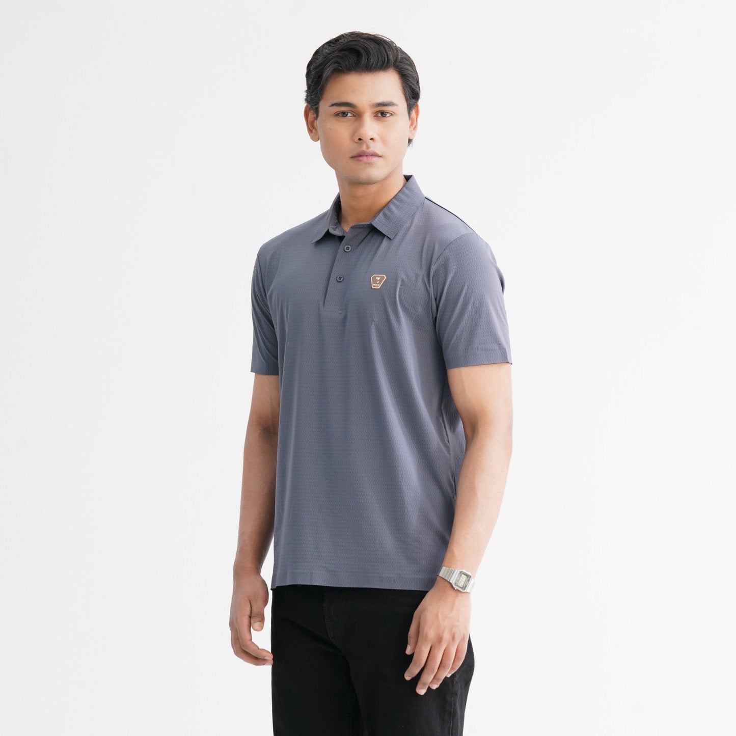 Menâ€™s Grey Seamless Polo
