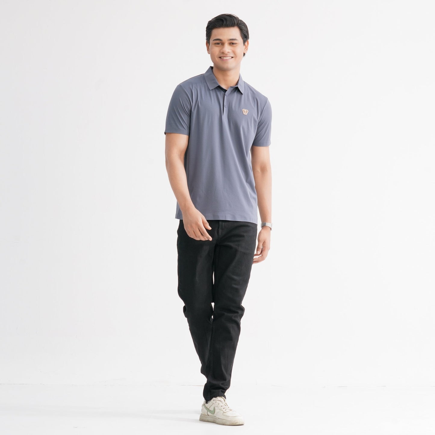 Menâ€™s Grey Seamless Polo