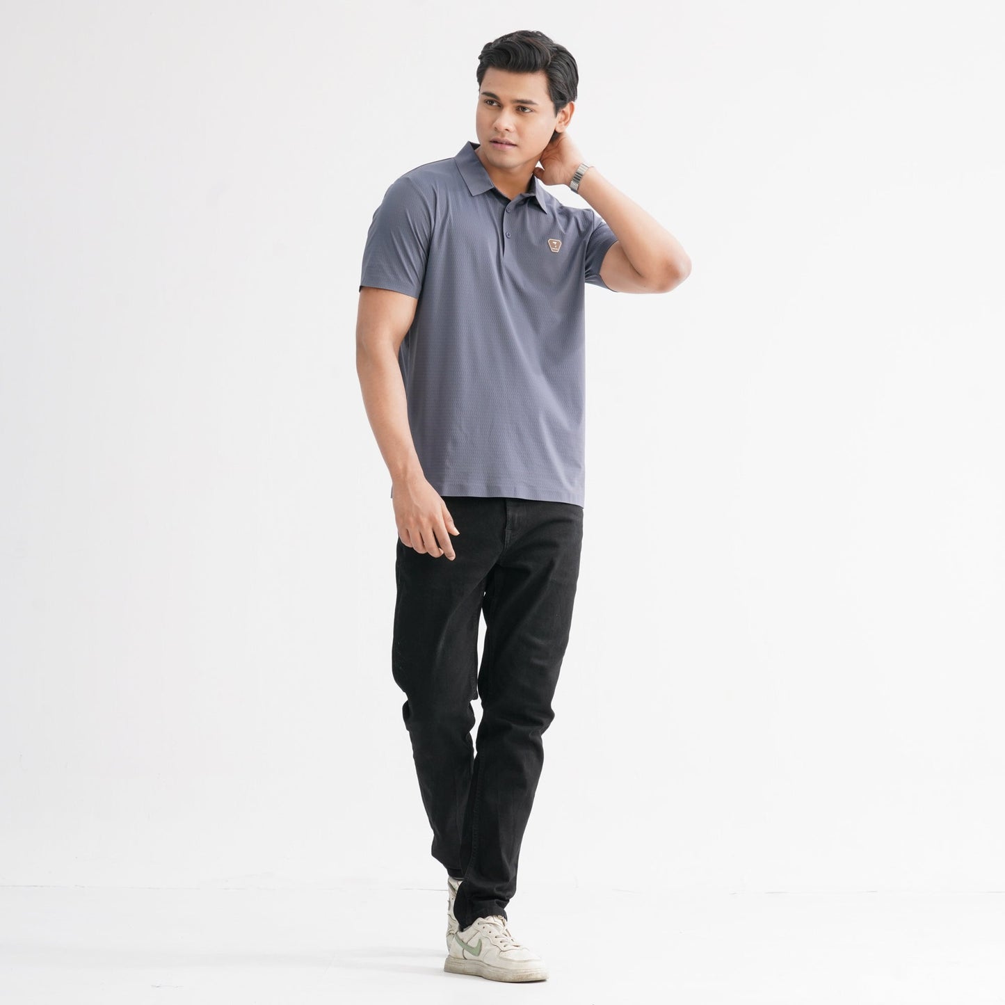 Menâ€™s Grey Seamless Polo