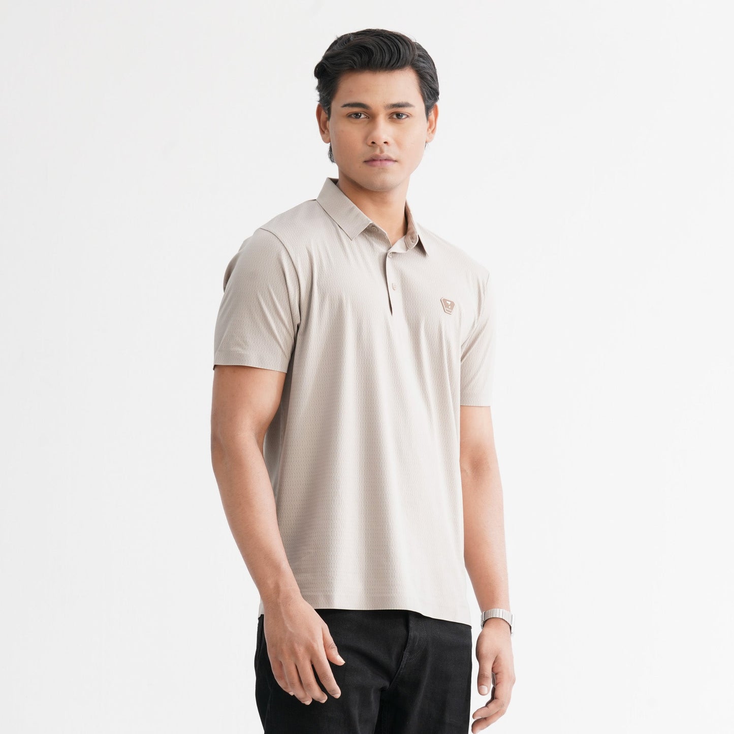 Menâ€™s Beige Seamless Polo
