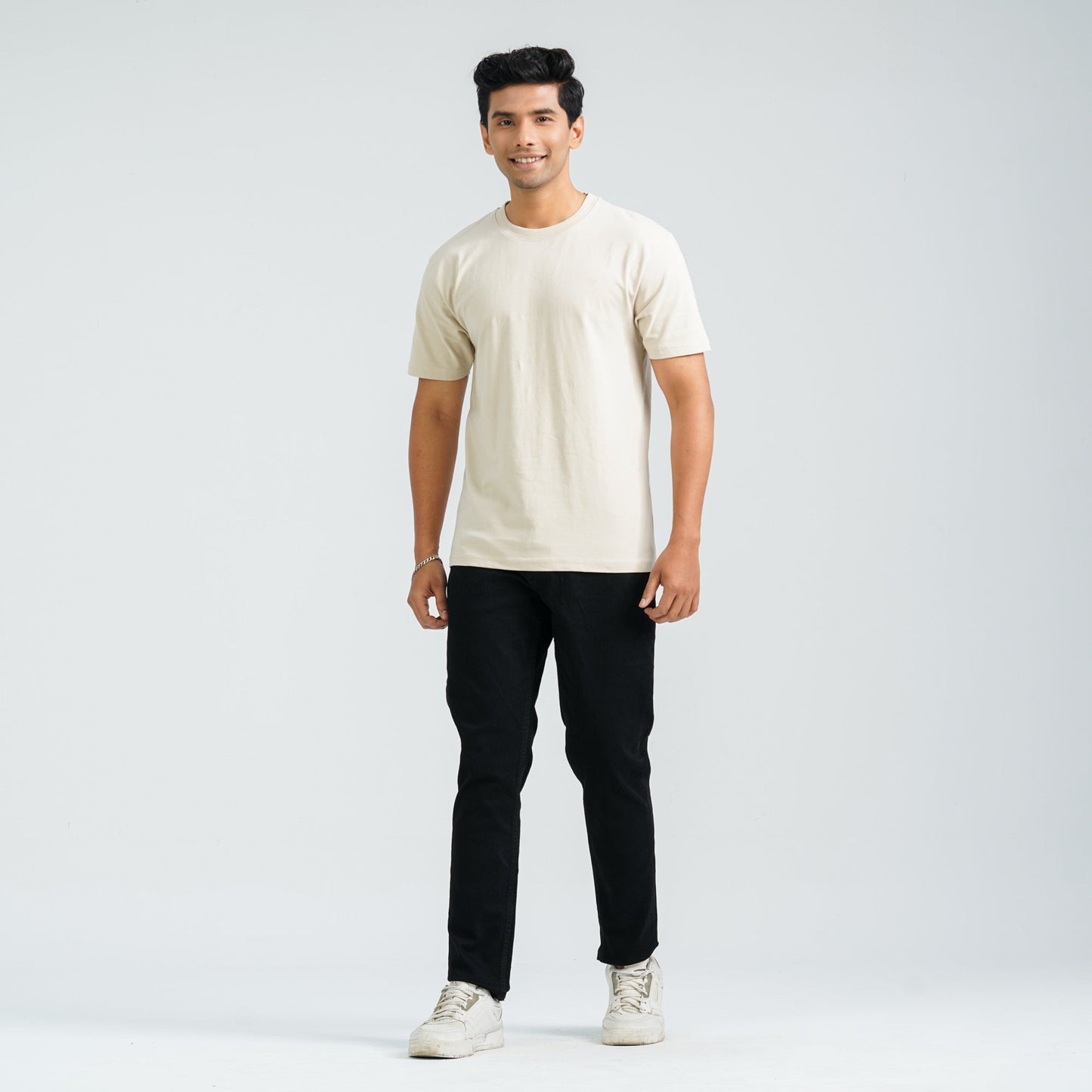 Men's Beige Cotton T-Shirt