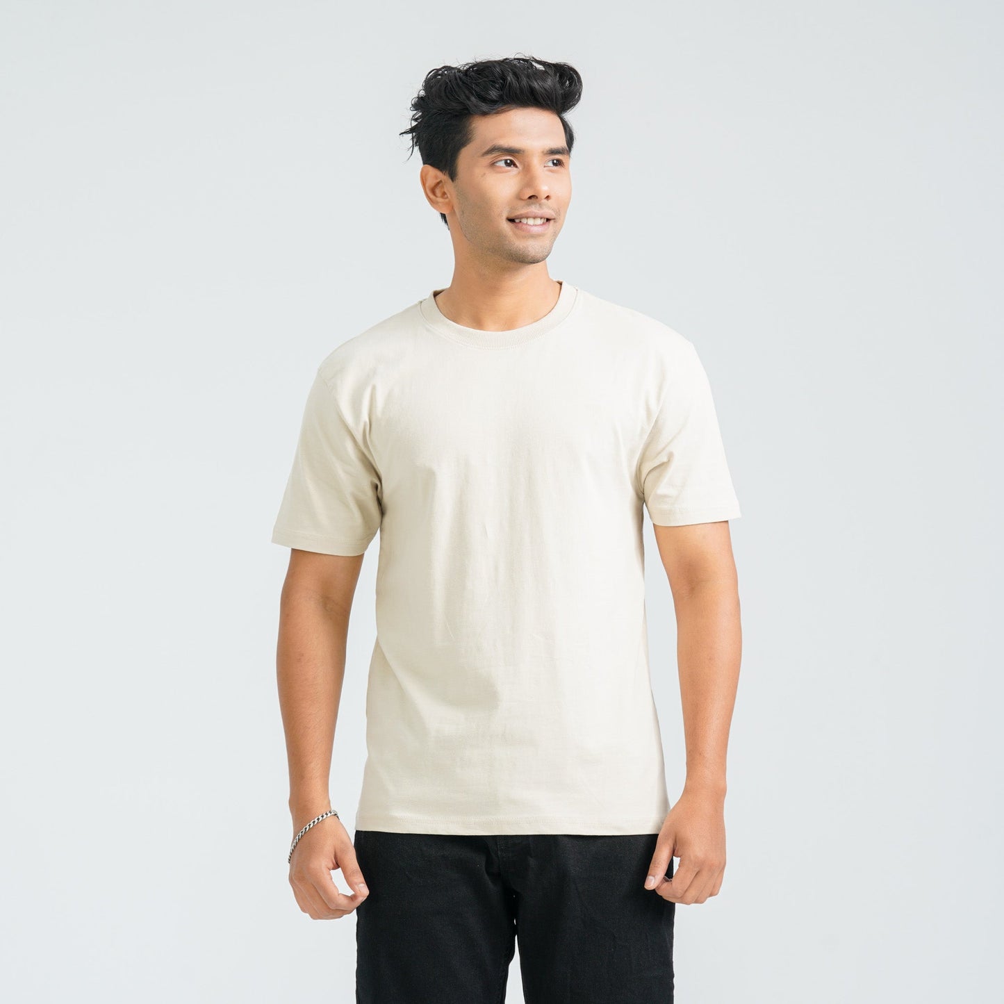 Men's Beige Cotton T-Shirt