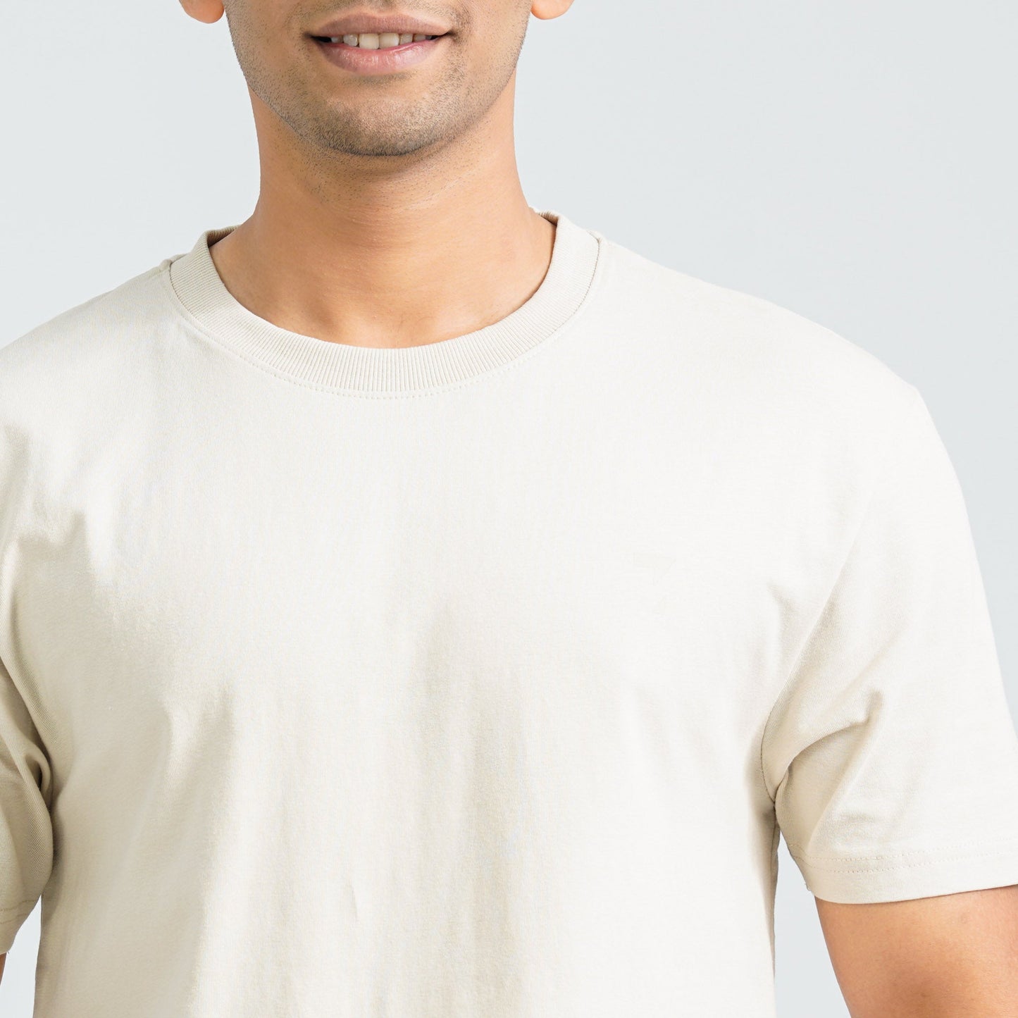 Men's Beige Cotton T-Shirt