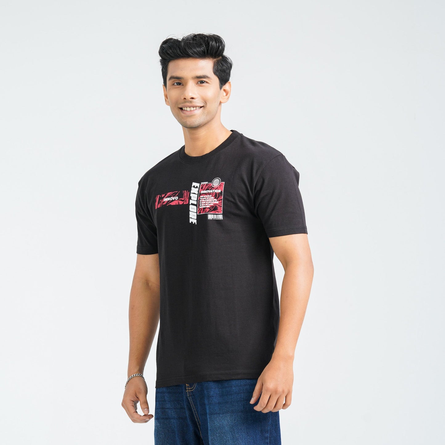 Men's Black Cotton T-Shirt