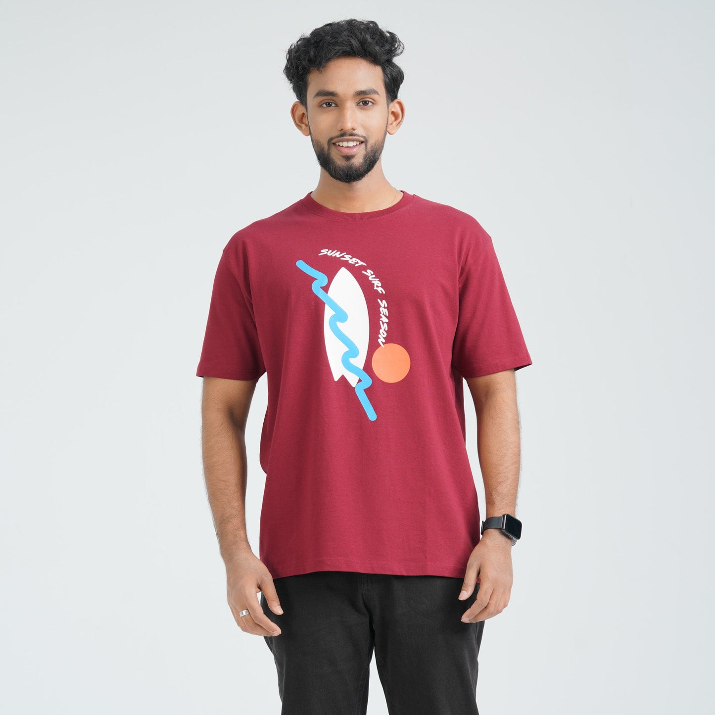 Men's Maroon Cotton T-Shirt