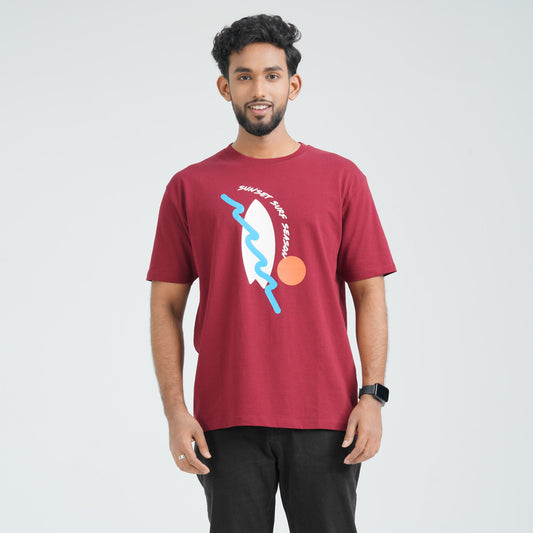 Men's Maroon Cotton T-Shirt