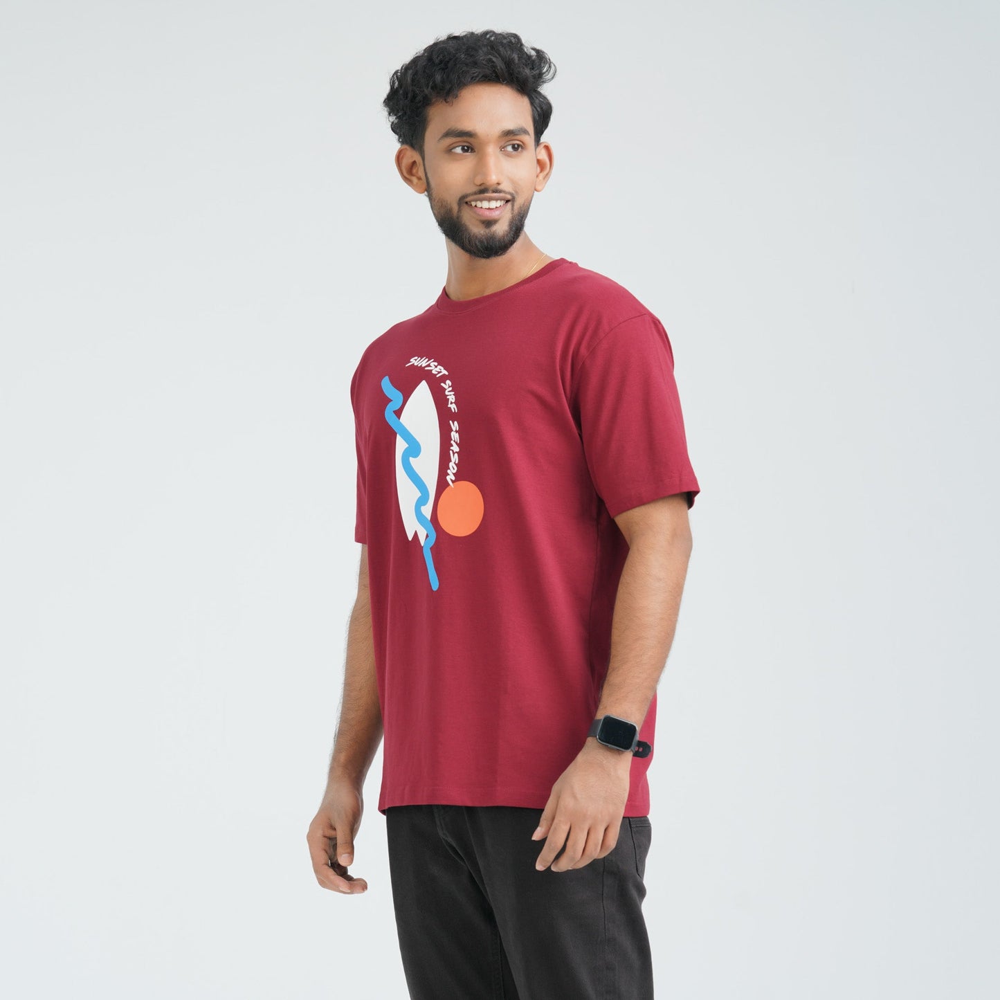 Men's Maroon Cotton T-Shirt