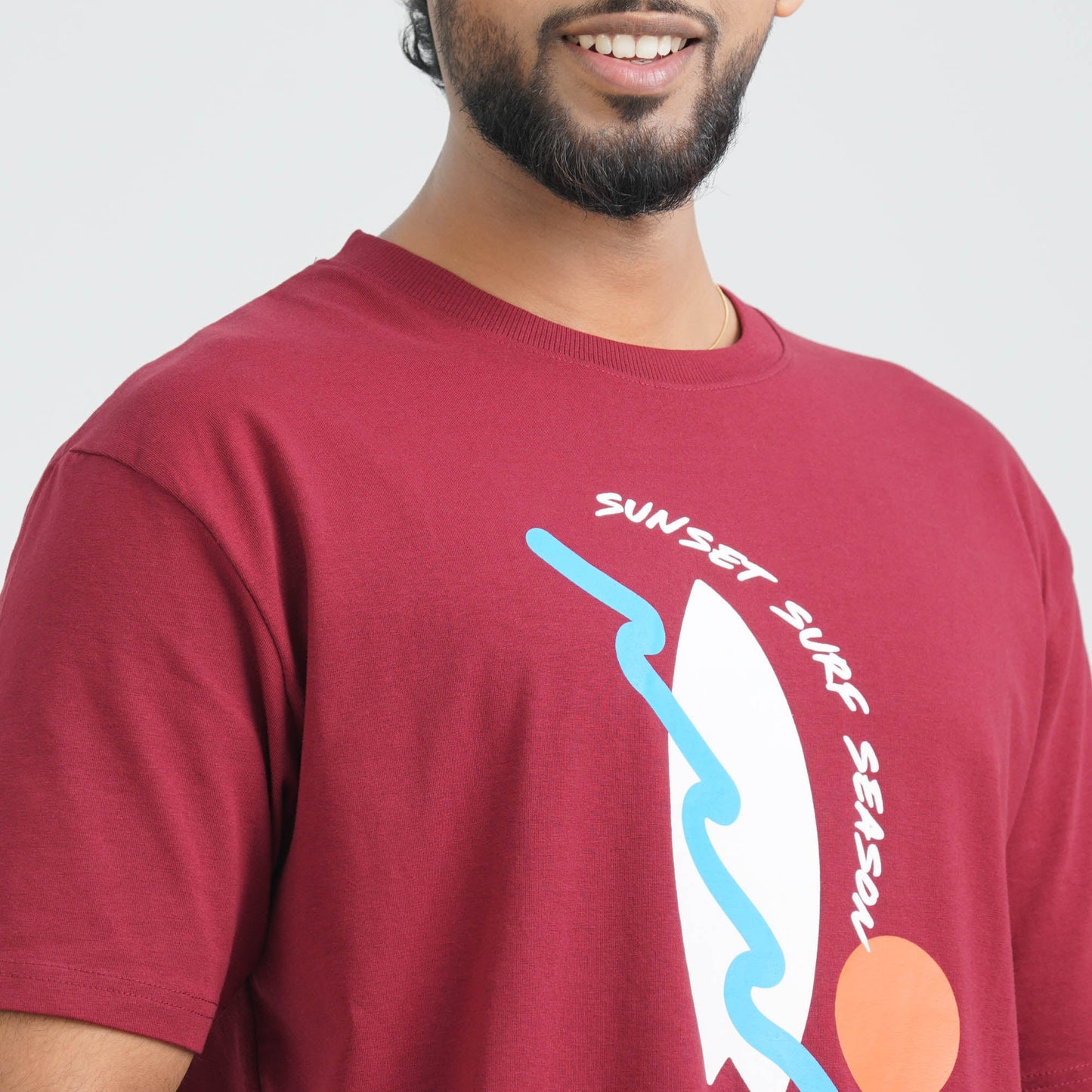 Men's Maroon Cotton T-Shirt