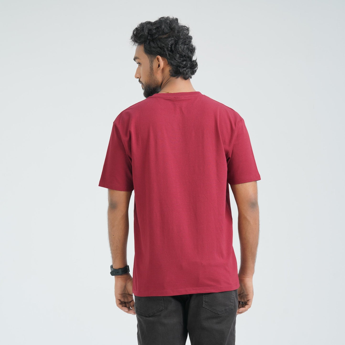 Men's Maroon Cotton T-Shirt