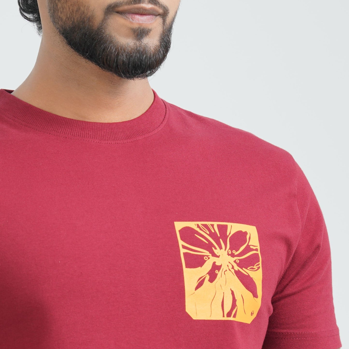 Men's Maroon Cotton T-Shirt