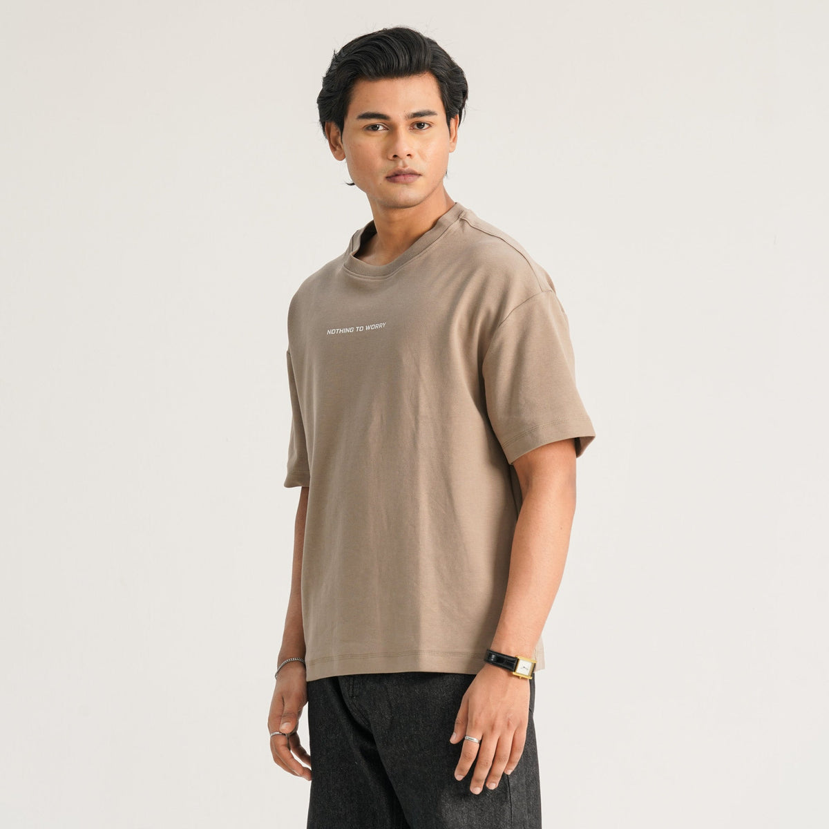 Mens Beige Oversized T-Shirt