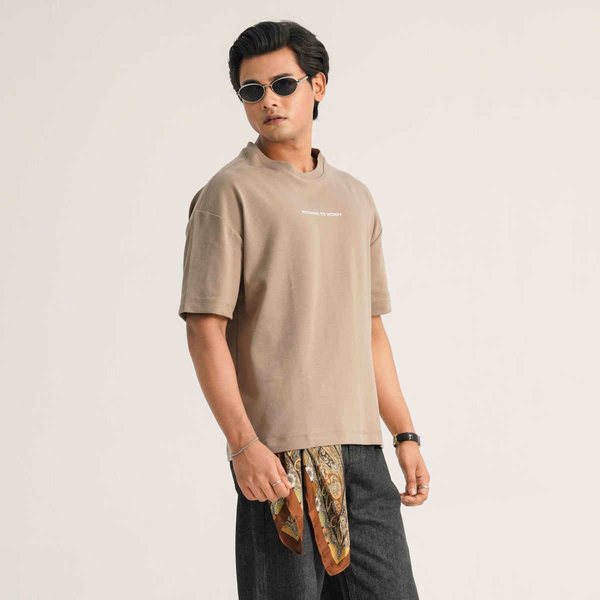 Mens Beige Oversized T-Shirt