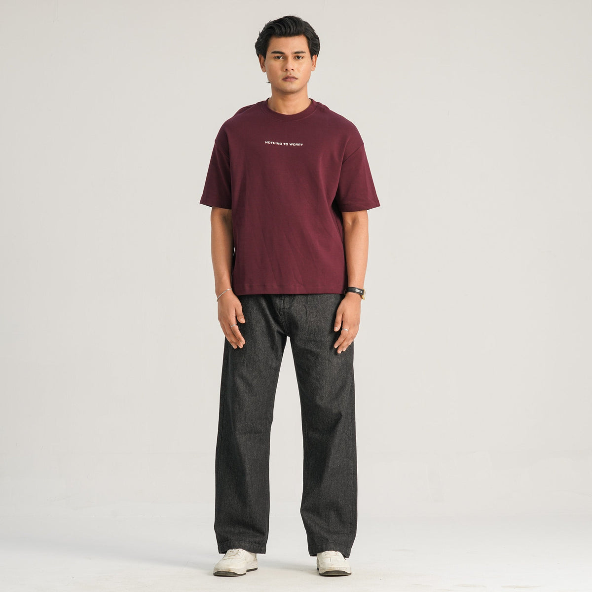 Mens Maroon Oversized T-Shirt
