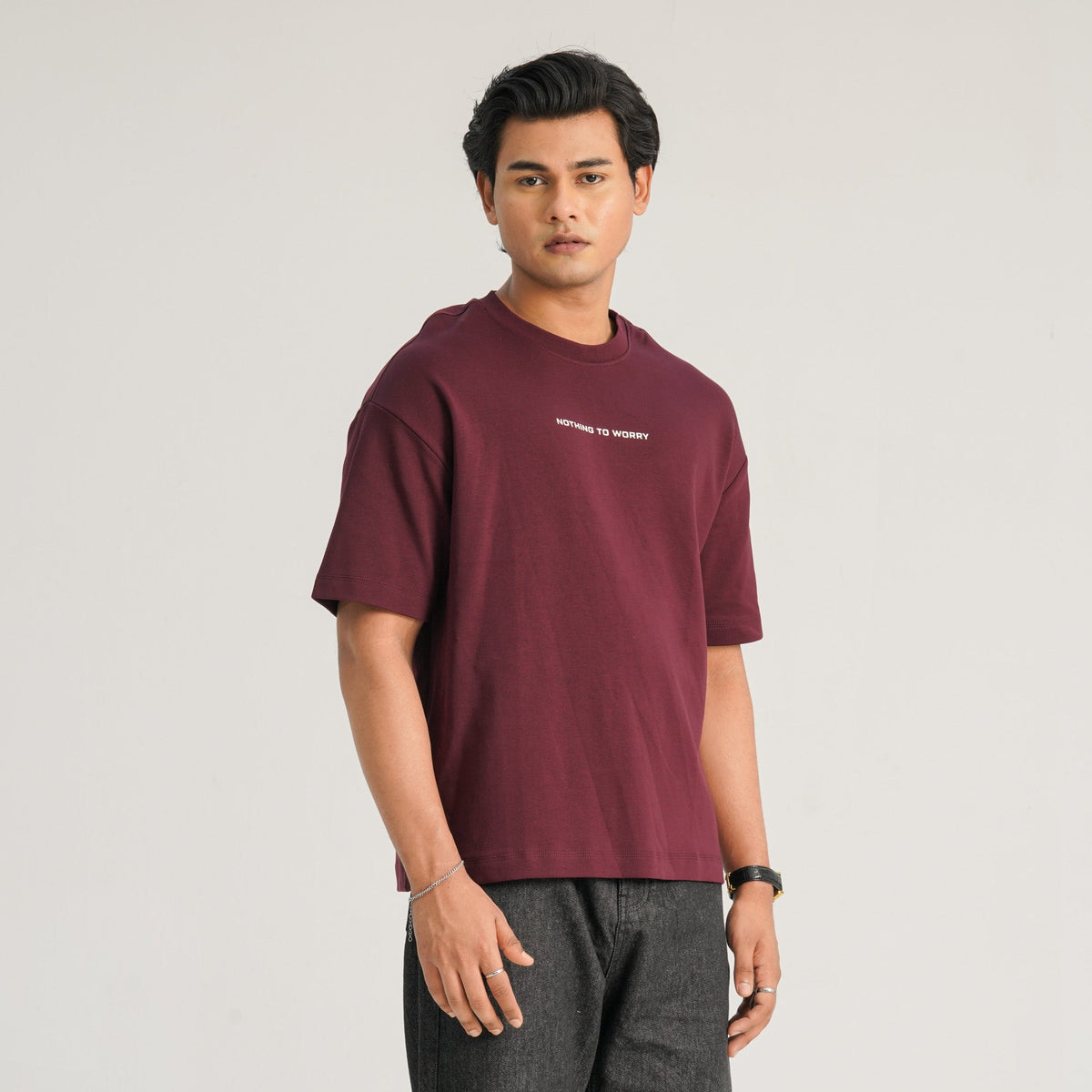 Mens Maroon Oversized T-Shirt